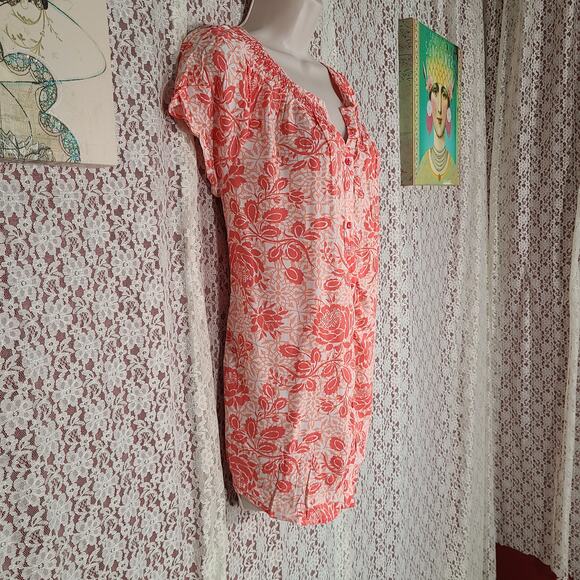 NWT Faded Glory pink white floral print peasant blouse size medium - Picture 6 of 10